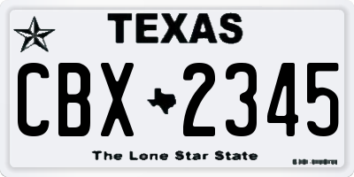 TX license plate CBX2345