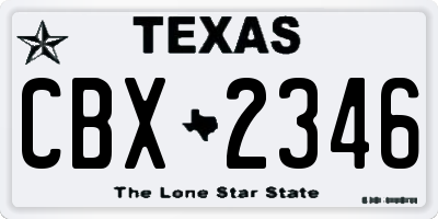 TX license plate CBX2346