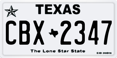 TX license plate CBX2347