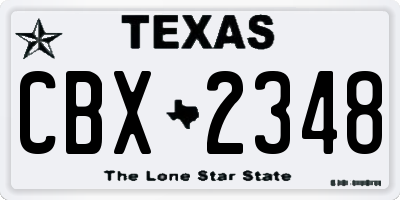 TX license plate CBX2348