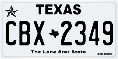 TX license plate CBX2349