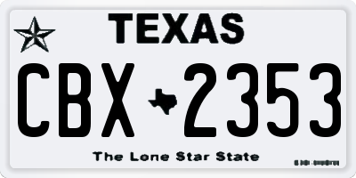 TX license plate CBX2353
