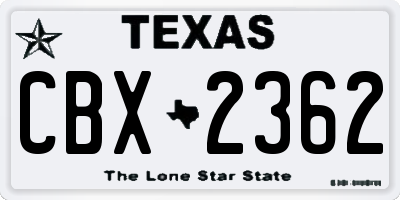 TX license plate CBX2362