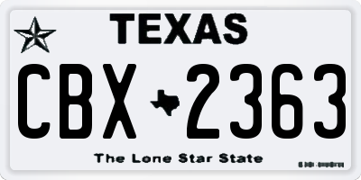TX license plate CBX2363