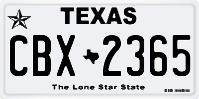 TX license plate CBX2365