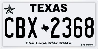 TX license plate CBX2368