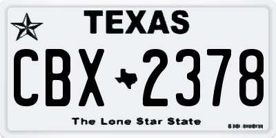 TX license plate CBX2378