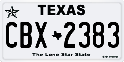 TX license plate CBX2383