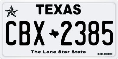 TX license plate CBX2385