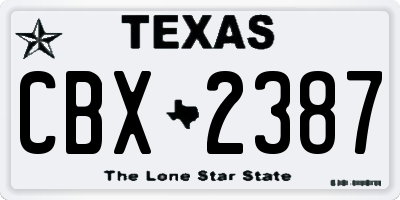 TX license plate CBX2387