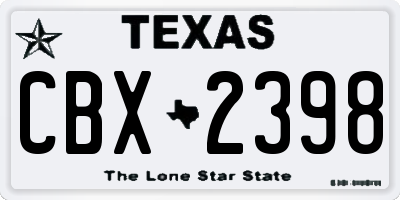 TX license plate CBX2398