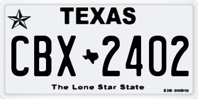 TX license plate CBX2402