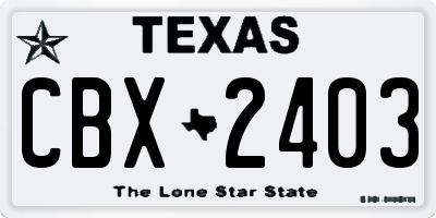 TX license plate CBX2403