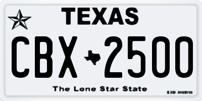 TX license plate CBX2500