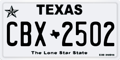 TX license plate CBX2502