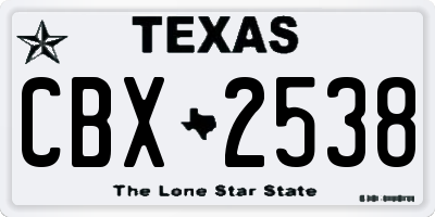 TX license plate CBX2538