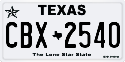 TX license plate CBX2540