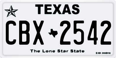 TX license plate CBX2542