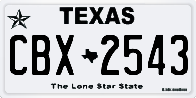 TX license plate CBX2543