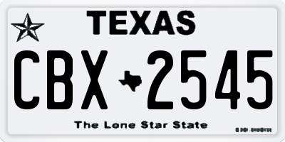 TX license plate CBX2545