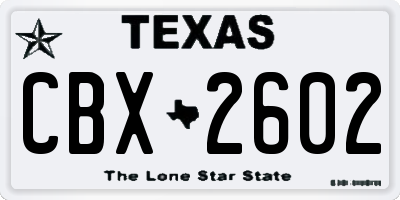 TX license plate CBX2602