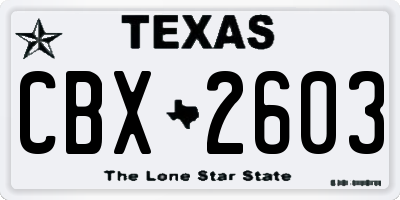 TX license plate CBX2603