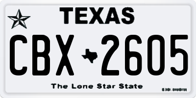 TX license plate CBX2605