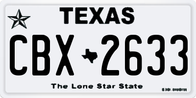 TX license plate CBX2633