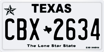 TX license plate CBX2634