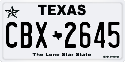 TX license plate CBX2645