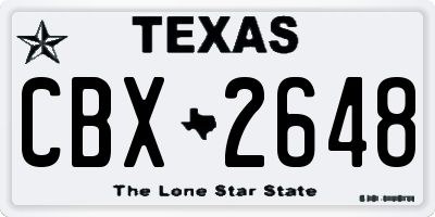 TX license plate CBX2648