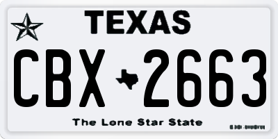 TX license plate CBX2663