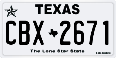 TX license plate CBX2671