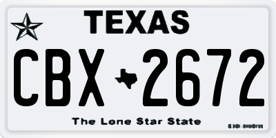 TX license plate CBX2672