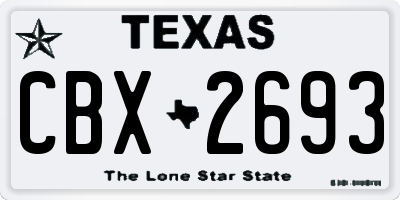 TX license plate CBX2693