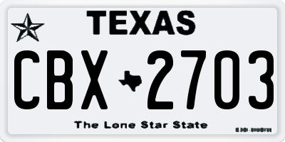 TX license plate CBX2703