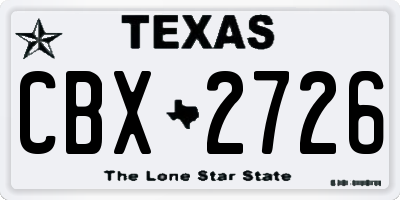 TX license plate CBX2726