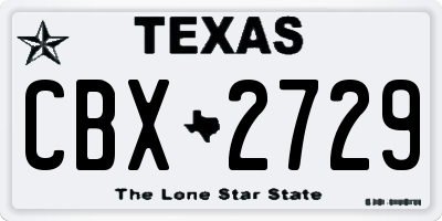 TX license plate CBX2729