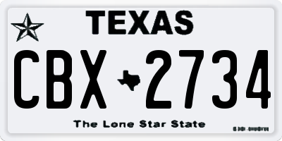 TX license plate CBX2734