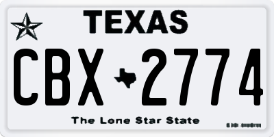TX license plate CBX2774
