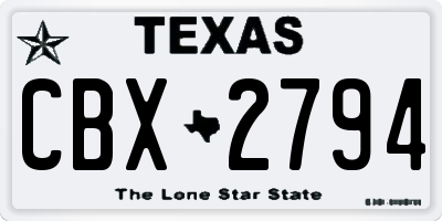 TX license plate CBX2794