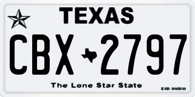 TX license plate CBX2797