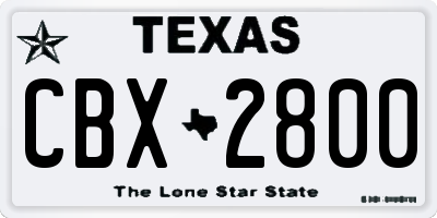 TX license plate CBX2800