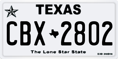 TX license plate CBX2802