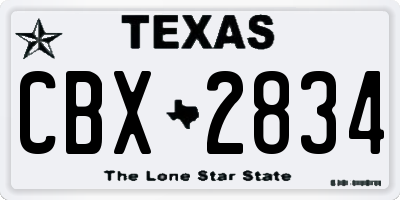 TX license plate CBX2834