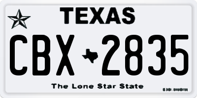 TX license plate CBX2835
