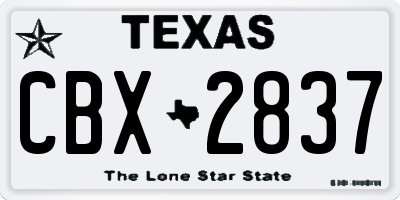TX license plate CBX2837