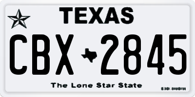 TX license plate CBX2845