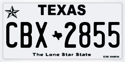TX license plate CBX2855
