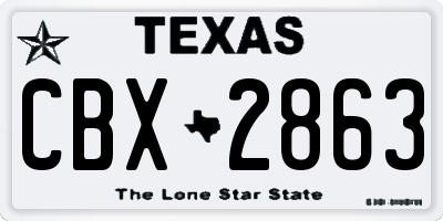 TX license plate CBX2863